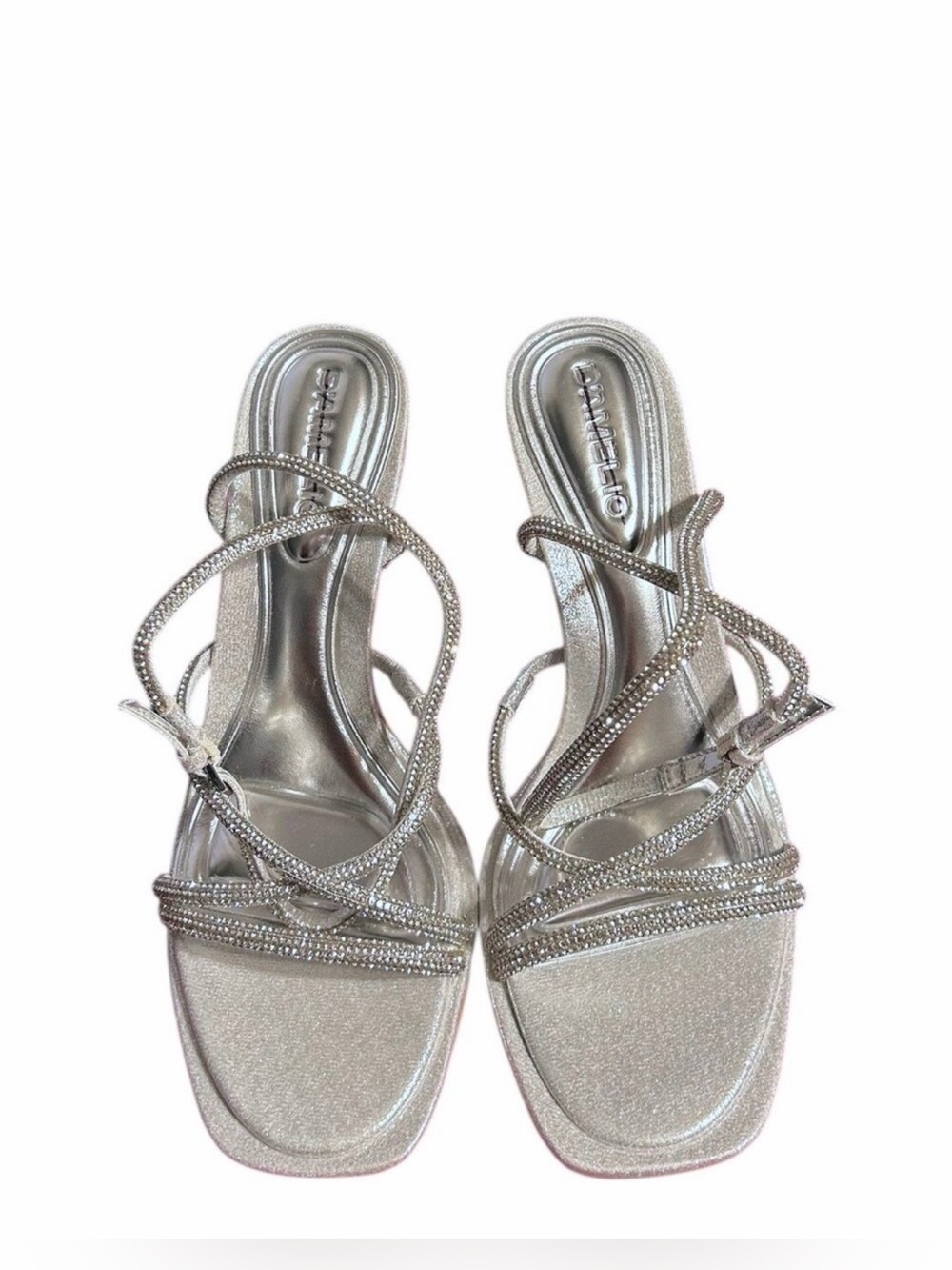 D’Amelio Footwear Dalilah Silver Rhinestone Ankle Strap Sandal Women's 9 NEW